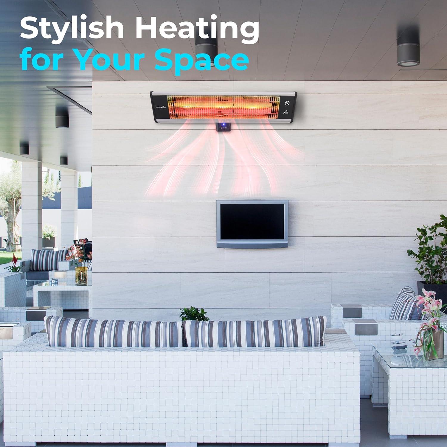 Calentador de Patio Infrarrojo SereneLife 1500W Montado en Pared
