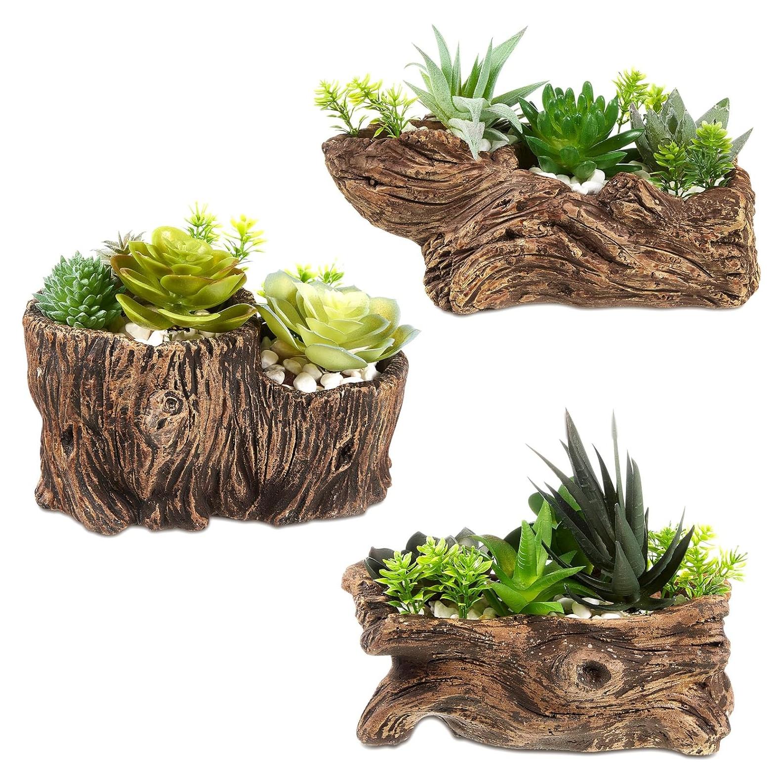 Macetas de Concreto Sunnychicc 3 Pcs Madera Flotante 21.5 cm