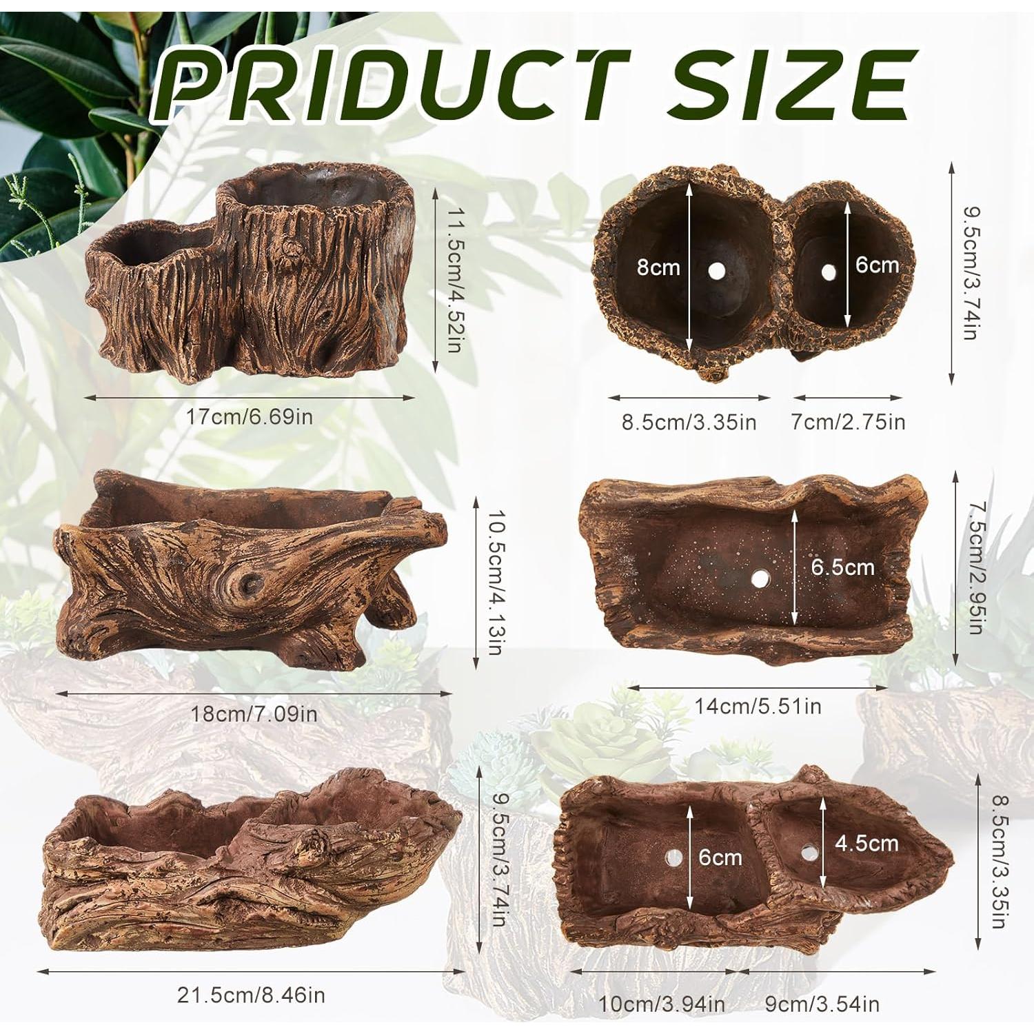 Macetas de Concreto Sunnychicc 3 Pcs Madera Flotante 21.5 cm