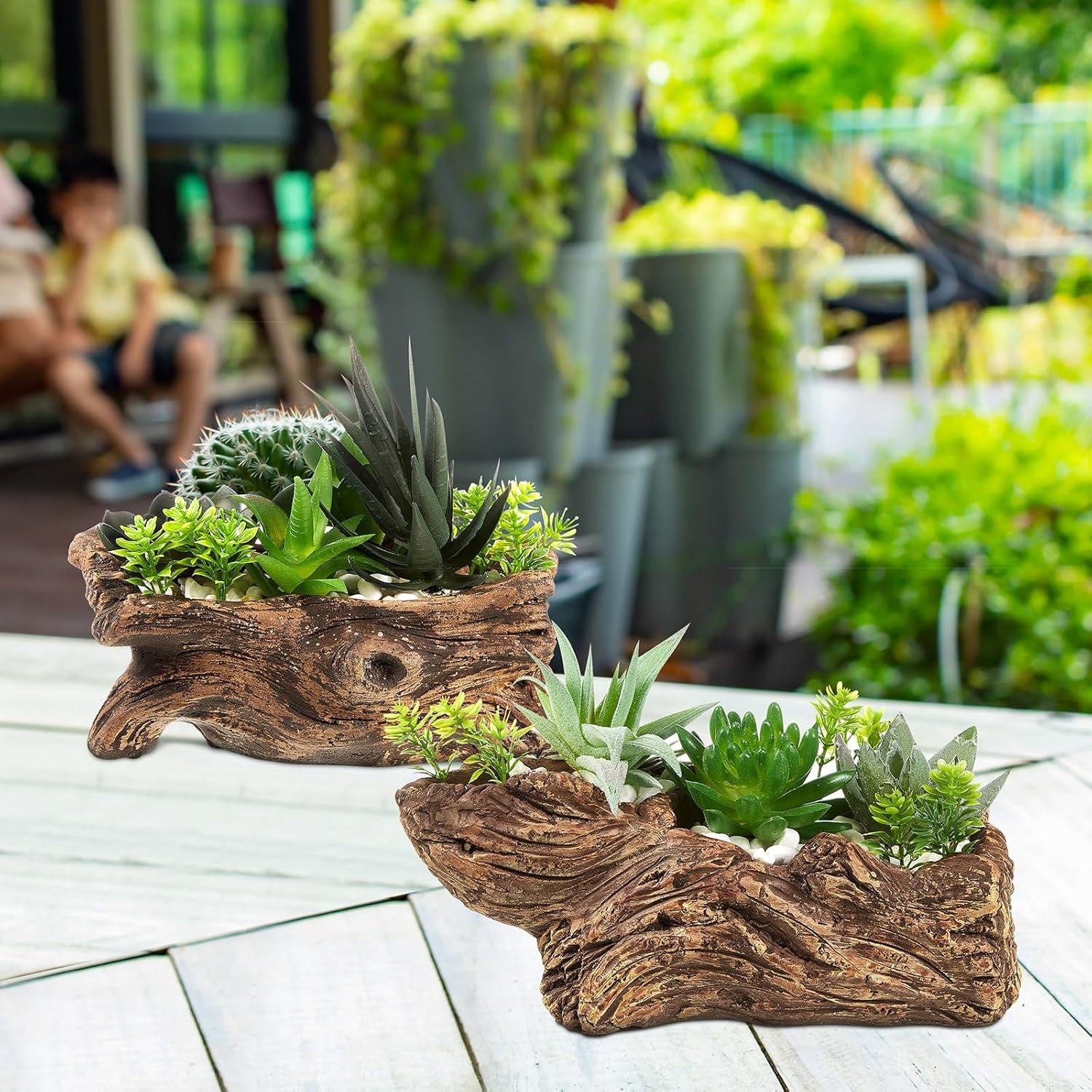 Macetas de Concreto Sunnychicc 3 Pcs Madera Flotante 21.5 cm