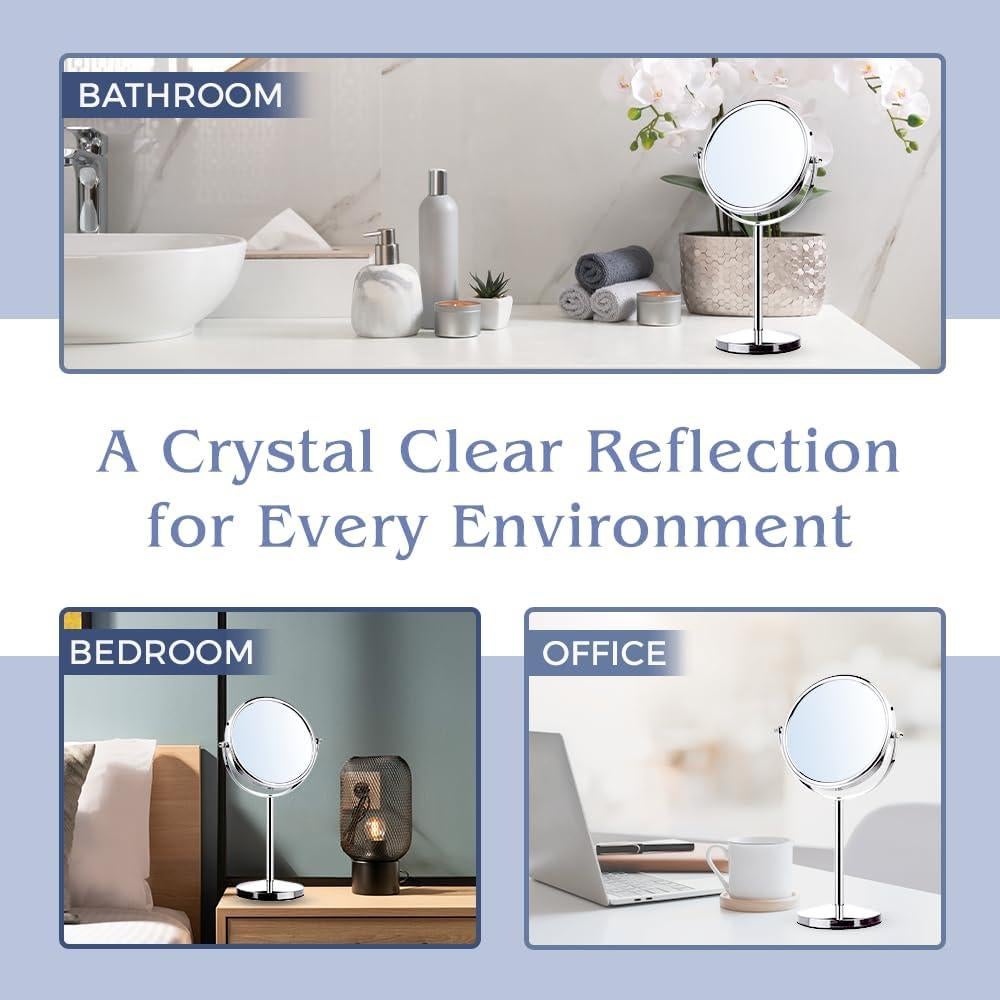 Espejo de Maquillaje Doble Cara Mirrorvana 10X Cromo 18 cm