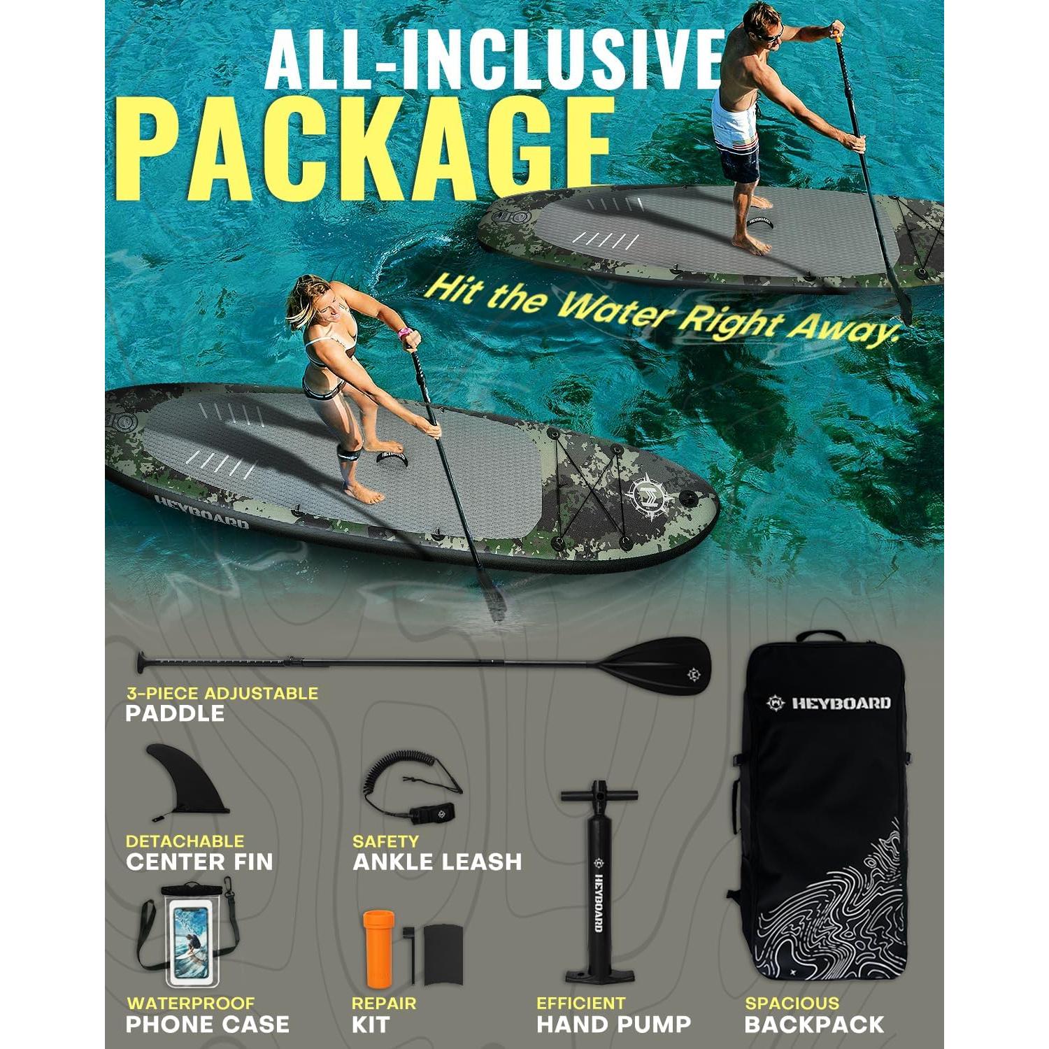 Tabla de Paddle Inflable HEYBOARD 3.23m x 0.81m con Accesorios