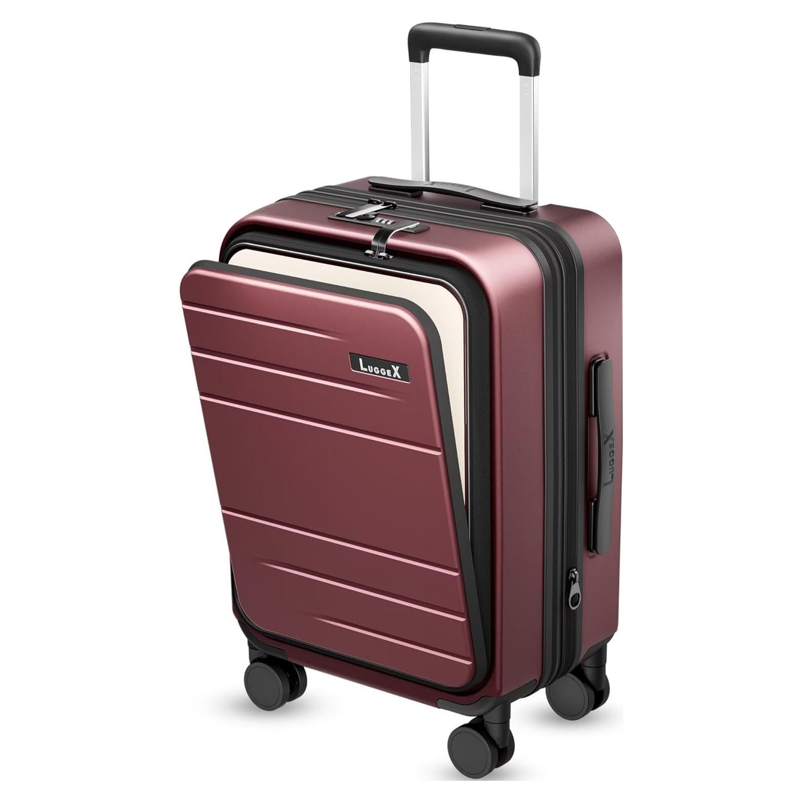 Maleta de Mano Expandible 20" LUGGEX Policarbonato Cereza