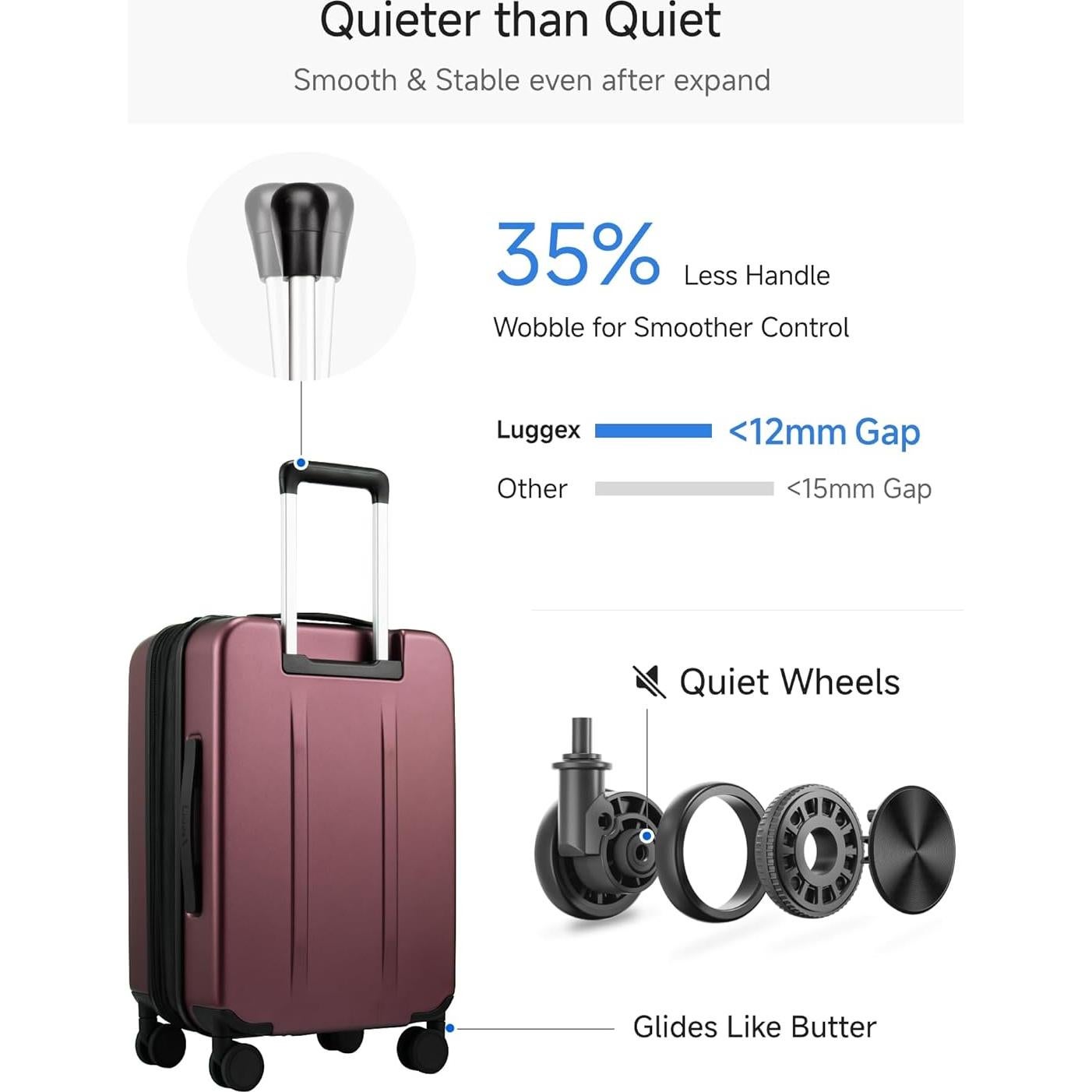 Maleta de Mano Expandible 20" LUGGEX Policarbonato Cereza