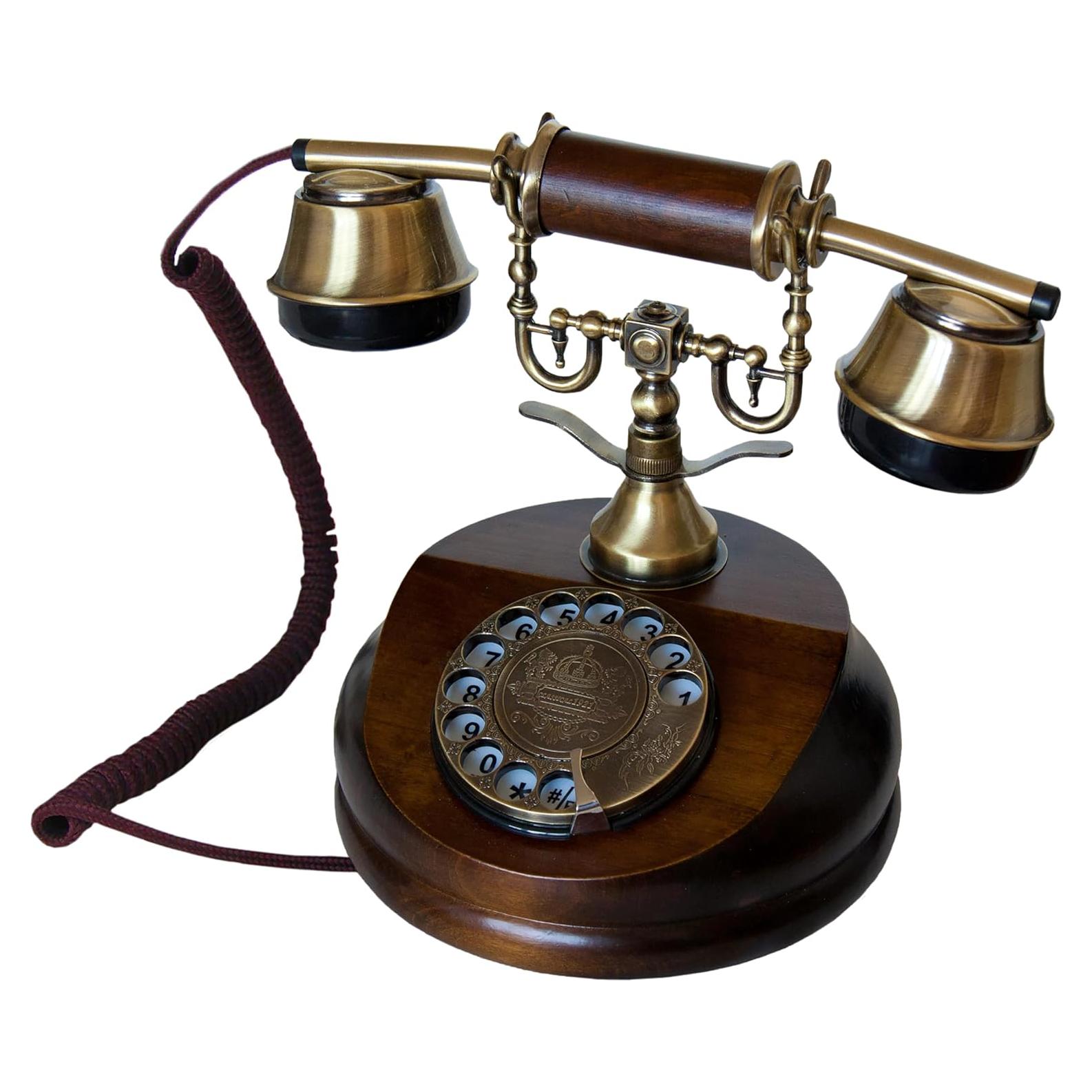 Teléfono Vintage de Madera Opis 1921 con Disco Rotatorio