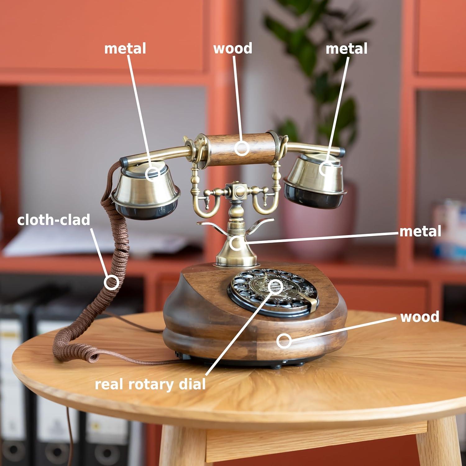 Teléfono Vintage de Madera Opis 1921 con Disco Rotatorio