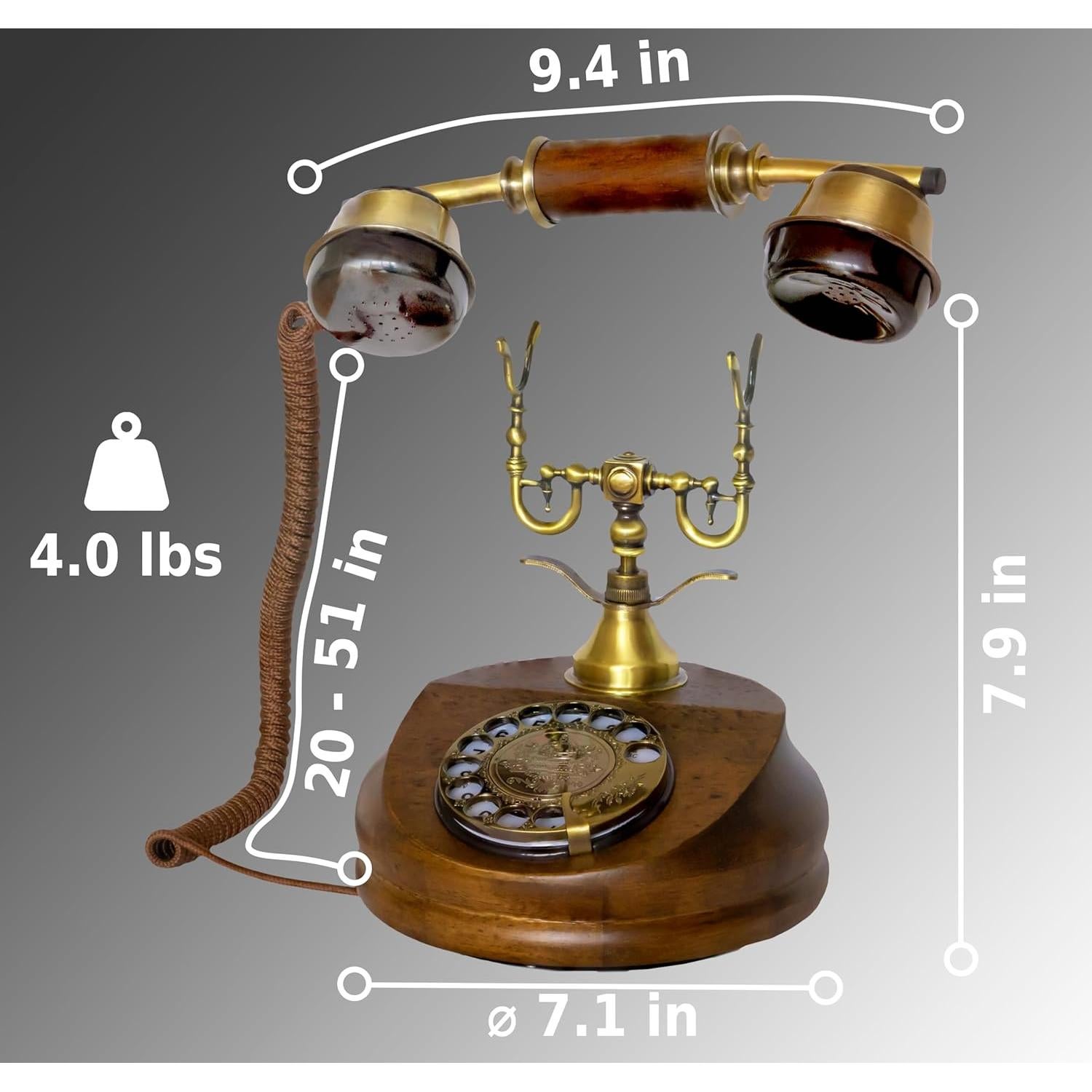 Teléfono Vintage de Madera Opis 1921 con Disco Rotatorio