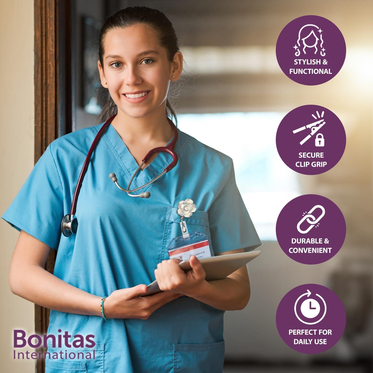 Porta Credenciales Retráctil Boojee Beads Flor Azul 81 cm