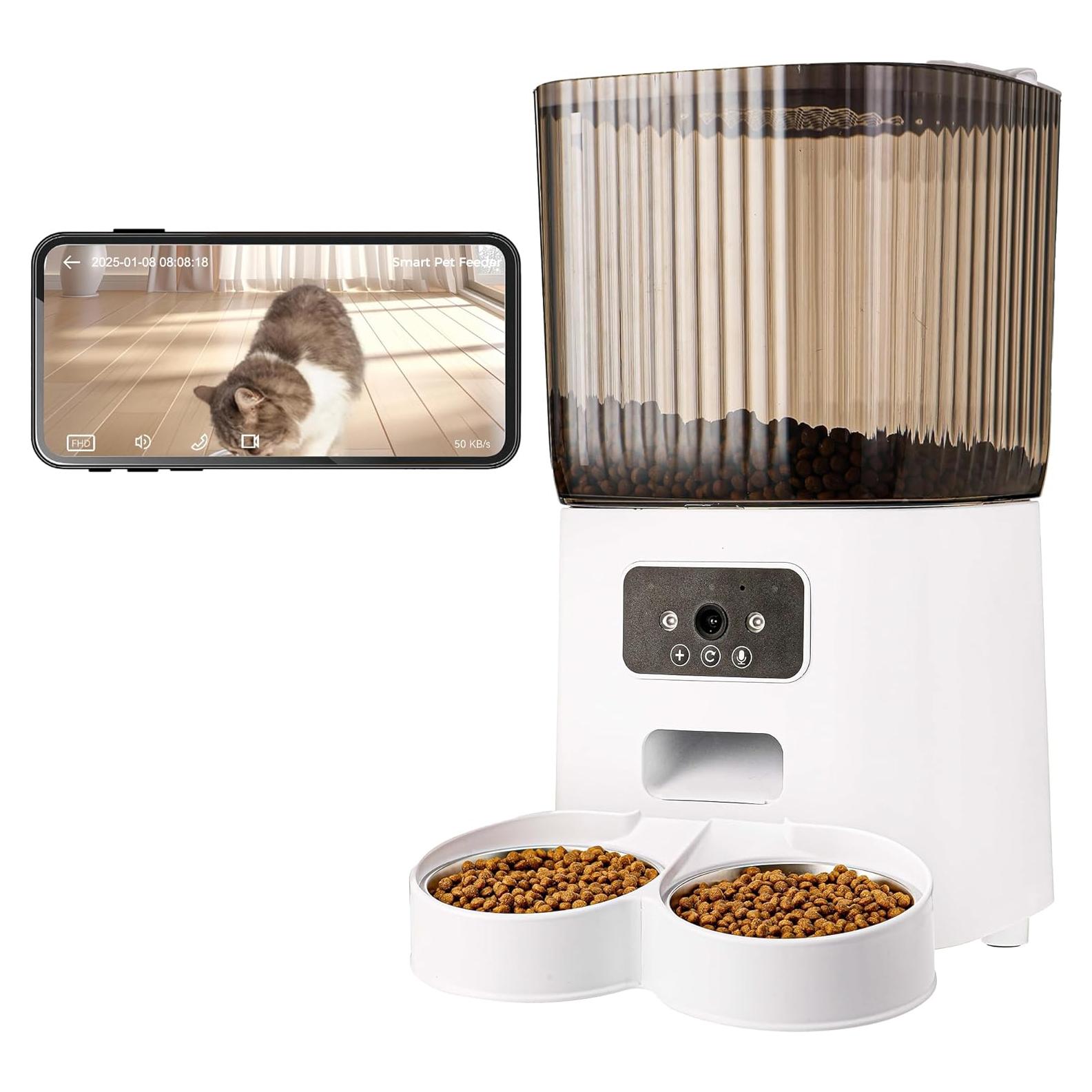 Comedero Automático para Perros Yiwu 5L Doble Bowl con Cámara