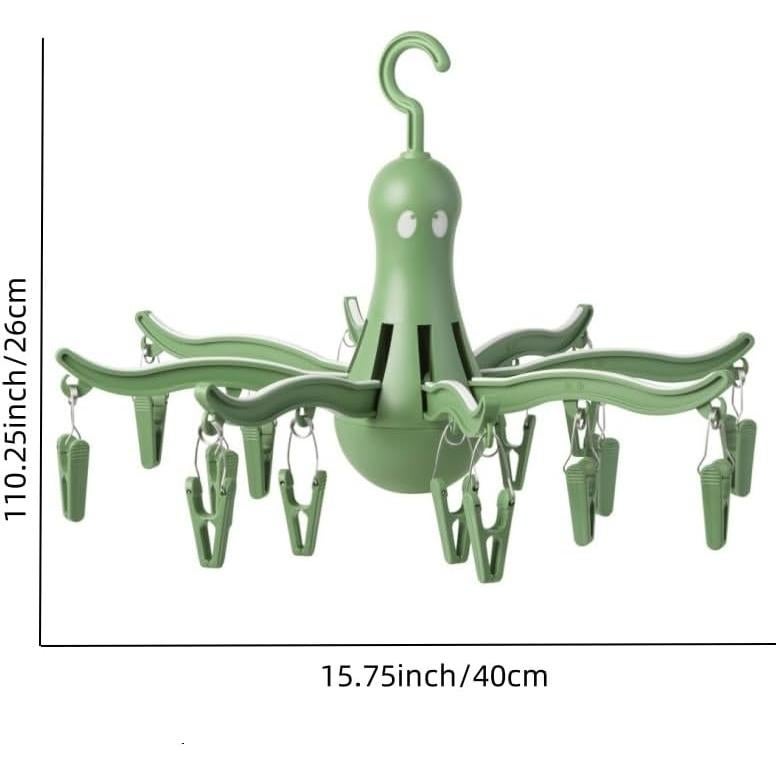 Colgador de Ropa Plegable DODXIAOBEUL Verde 16 Clips 40 cm