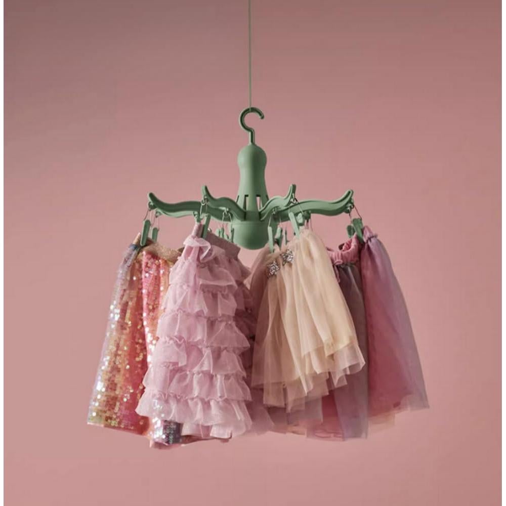 Colgador de Ropa Plegable DODXIAOBEUL Verde 16 Clips 40 cm