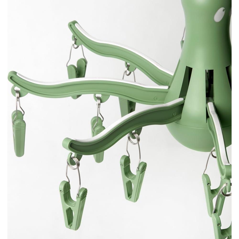 Colgador de Ropa Plegable DODXIAOBEUL Verde 16 Clips 40 cm