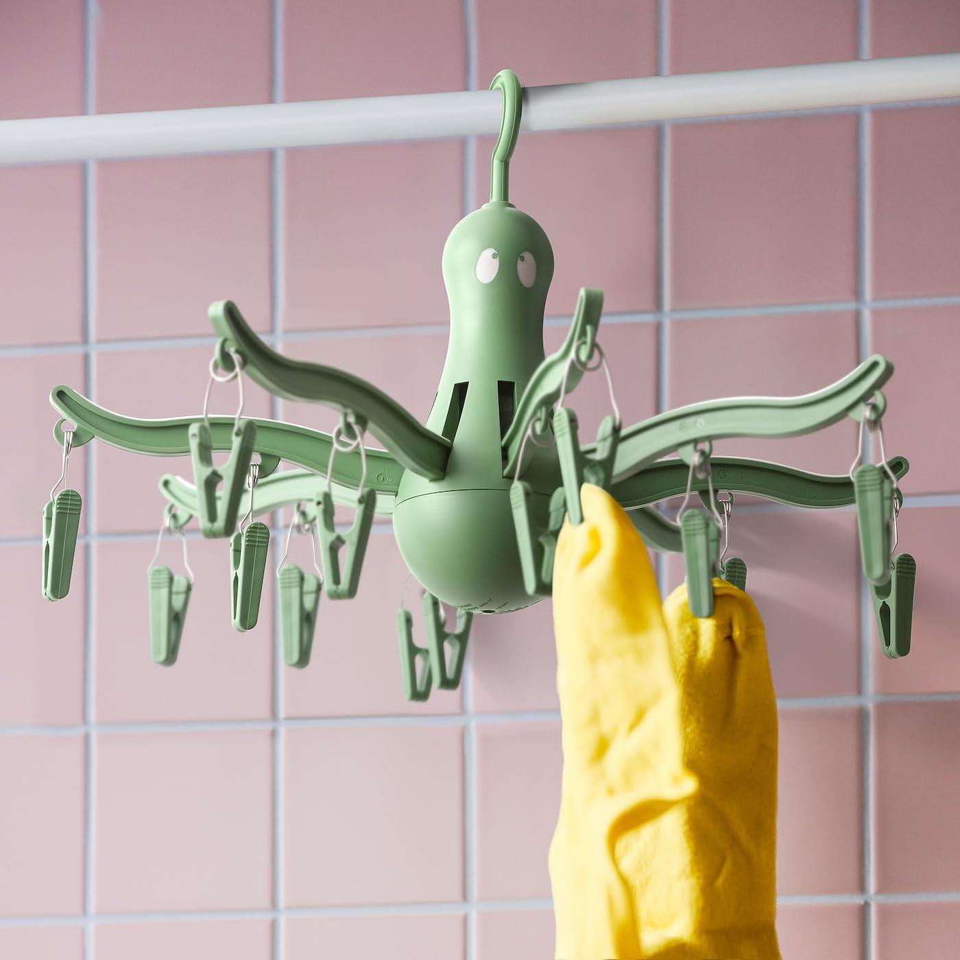 Colgador de Ropa Plegable DODXIAOBEUL Verde 16 Clips 40 cm