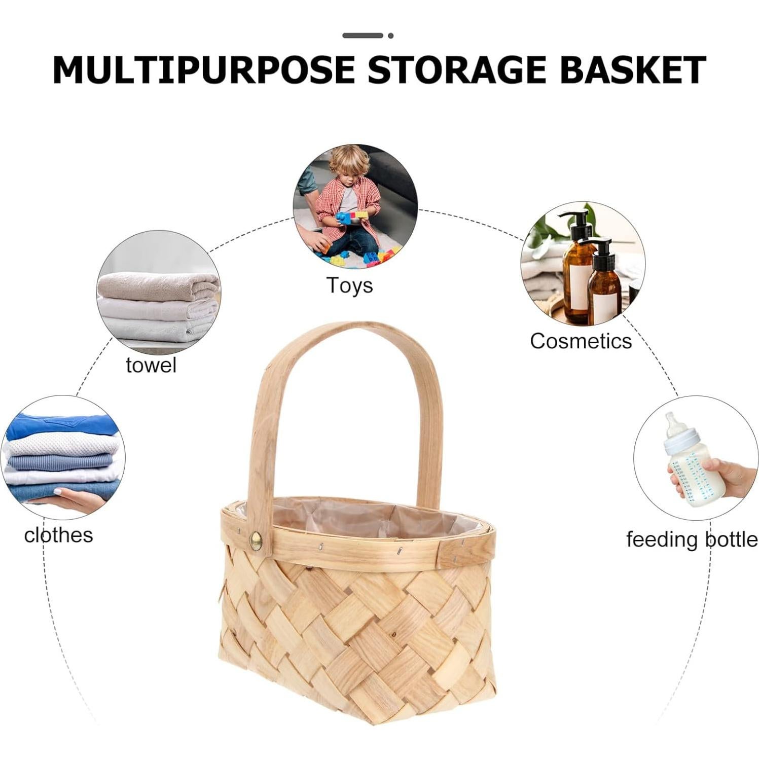 Cesta de Madera Tejida a Mano SEWACC - Pequeña 24x18x11 cm