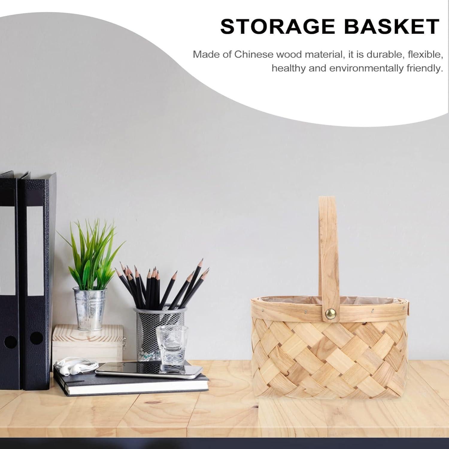 Cesta de Madera Tejida a Mano SEWACC - Pequeña 24x18x11 cm