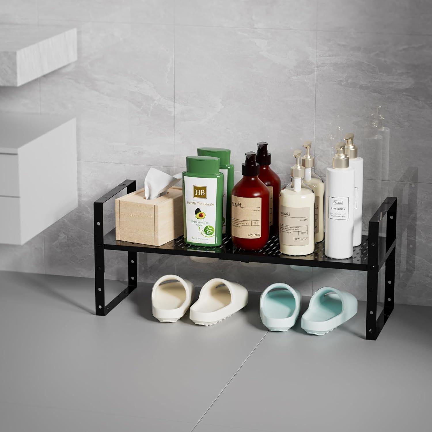 Estante de Zapatos Ipotive Expandible y Apilable Negro Grande