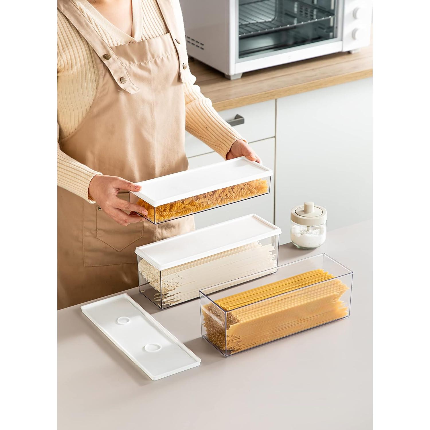 Contenedores de Pasta Hanobe 2 Pcs 2.4L Rectangulares con Tapa