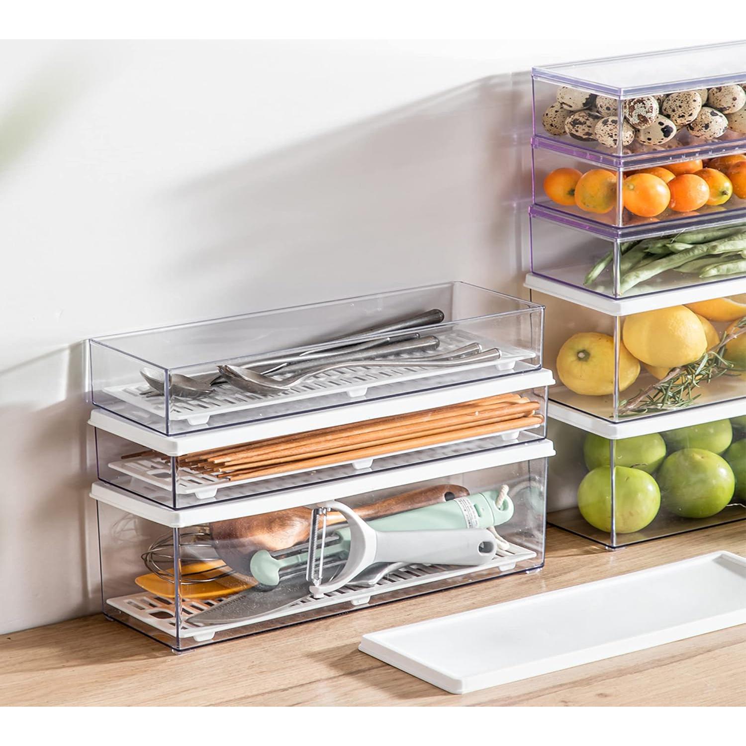 Contenedores de Pasta Hanobe 2 Pcs 2.4L Rectangulares con Tapa