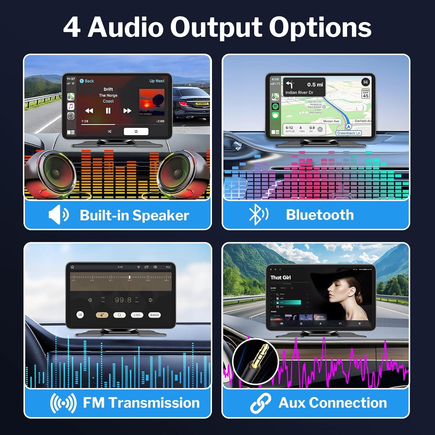 Pantalla Táctil Portátil 7" LITALARM con CarPlay y Android Auto