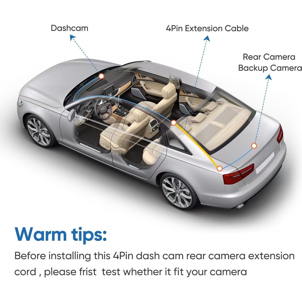 Cable de Extensión YQMAJIM 4 Pines 1.98m para Cámara de Respaldo