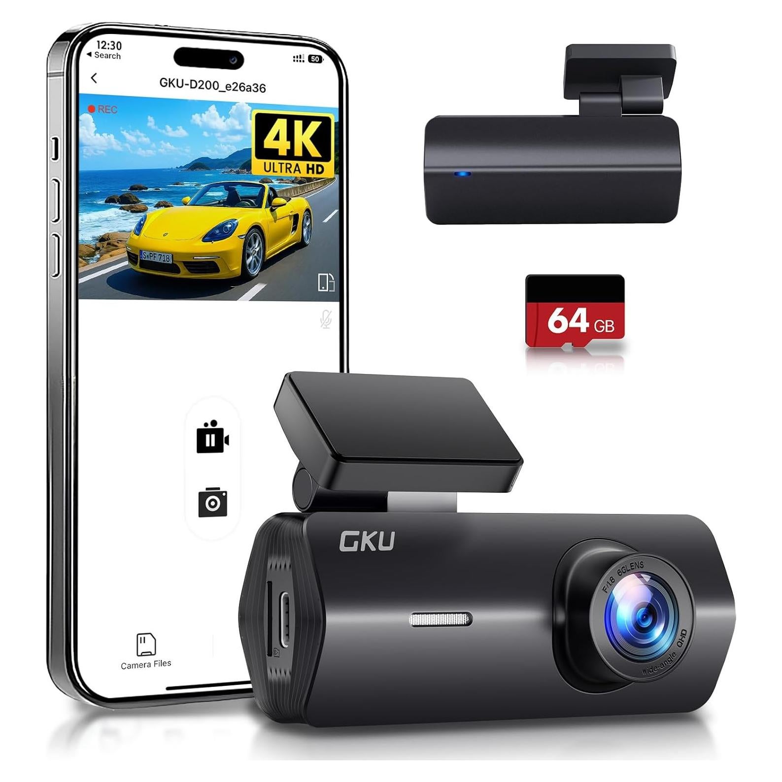 Cámara Dash GKU D200 4K con WiFi y Visión Nocturna