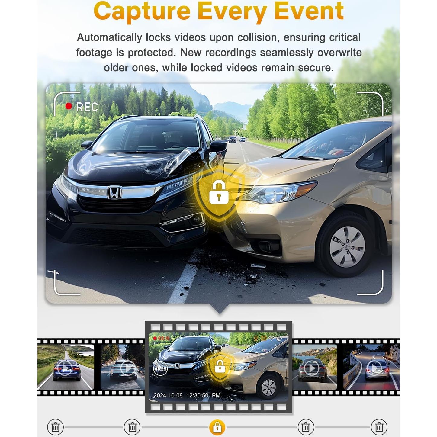 Cámara Dash GKU D200 4K con WiFi y Visión Nocturna