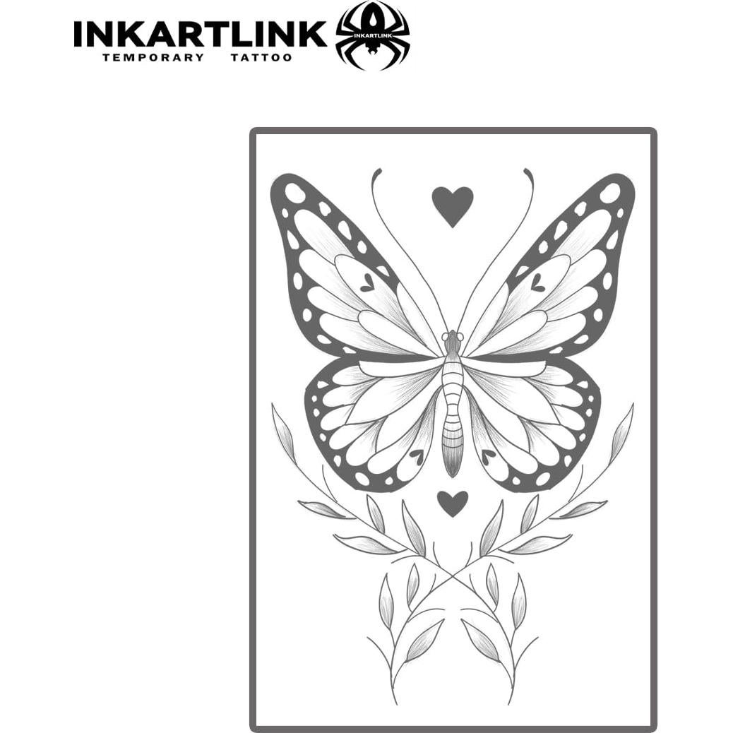 Tatuaje Semipermanente INKARTLINK Hojas de Mariposa 12x8cm