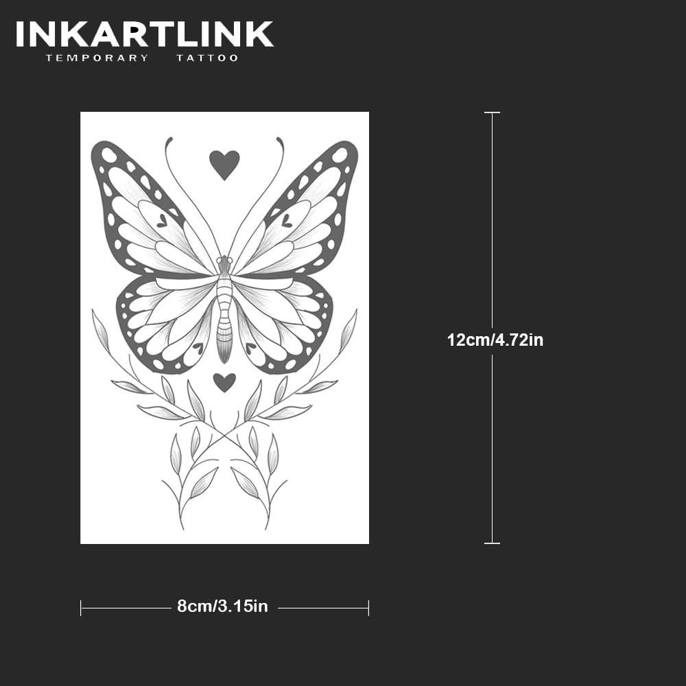 Tatuaje Semipermanente INKARTLINK Hojas de Mariposa 12x8cm