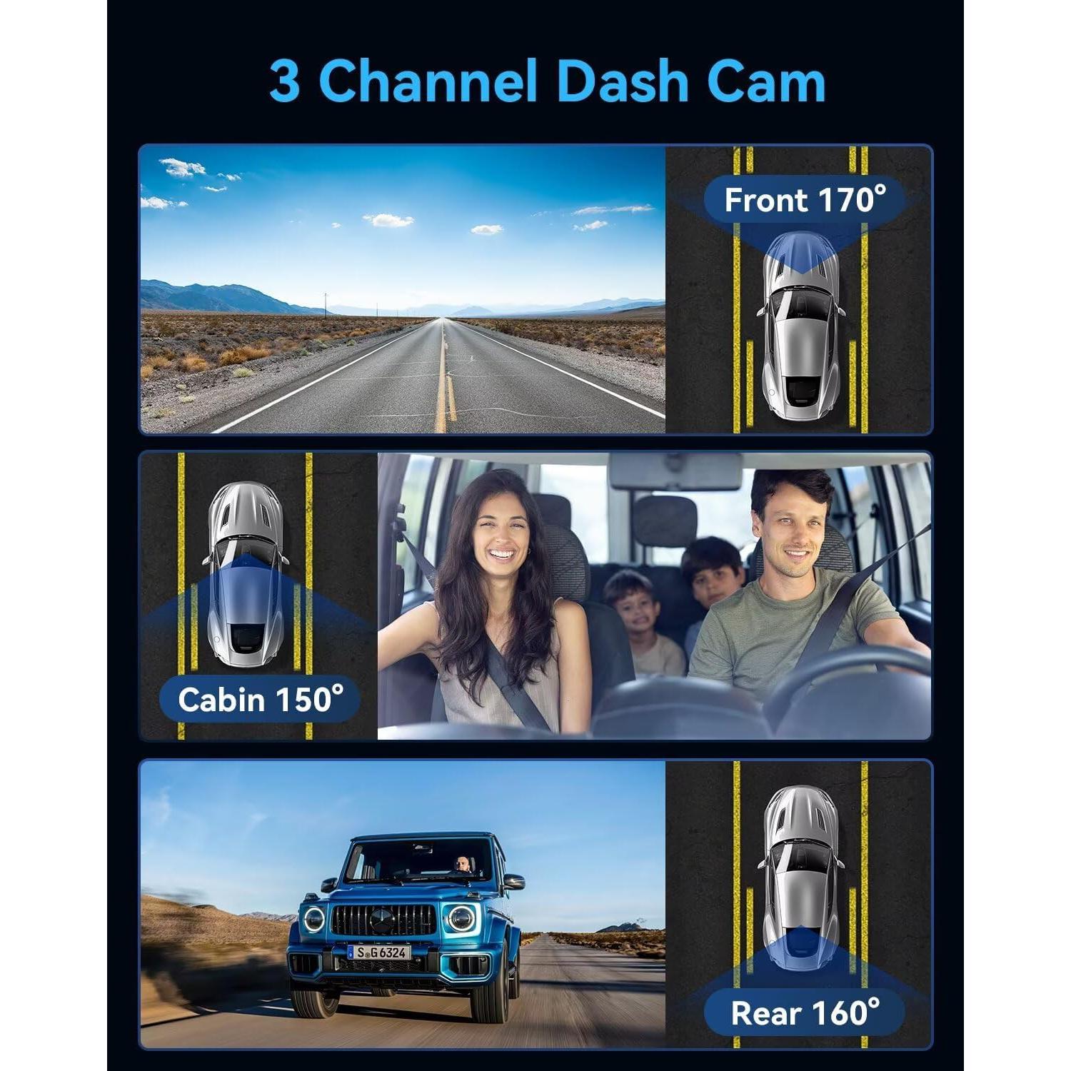 Cámara Dash 3 Canales 4K YouthCity con Tarjeta 32GB