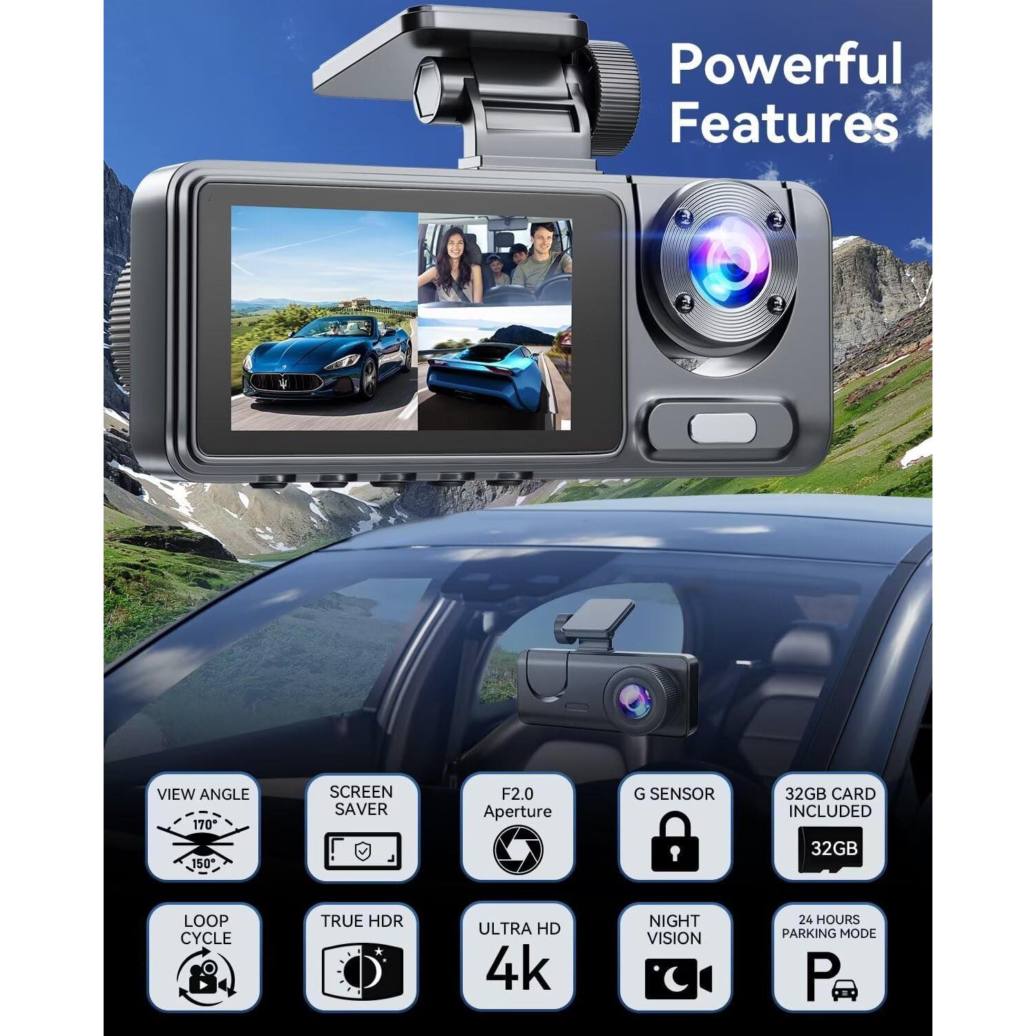 Cámara Dash 3 Canales 4K YouthCity con Tarjeta 32GB