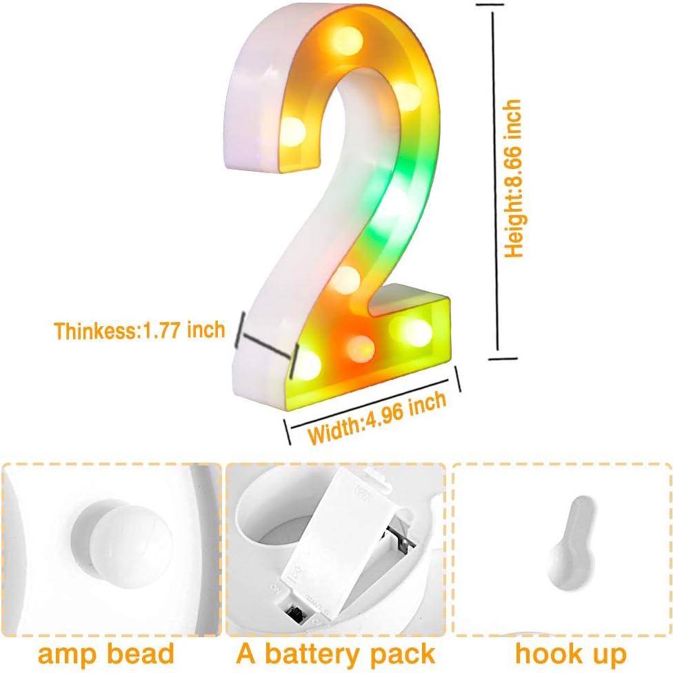 Luz LED Digital Glintee Número 2 con Control Remoto RGB