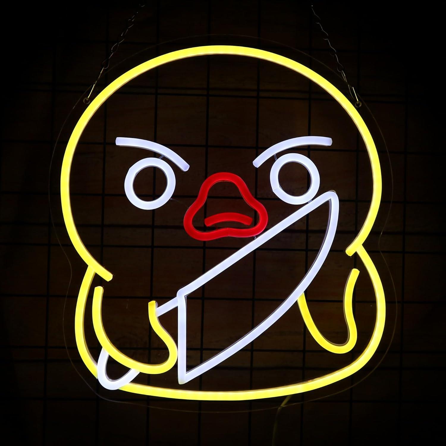 Lámpara de Neón LED Pato Asesino Amarillo 37.4x34.5cm