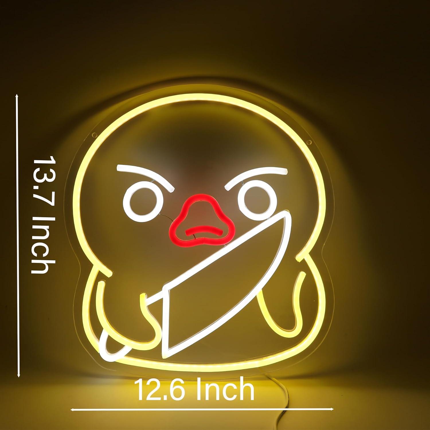 Lámpara de Neón LED Pato Asesino Amarillo 37.4x34.5cm