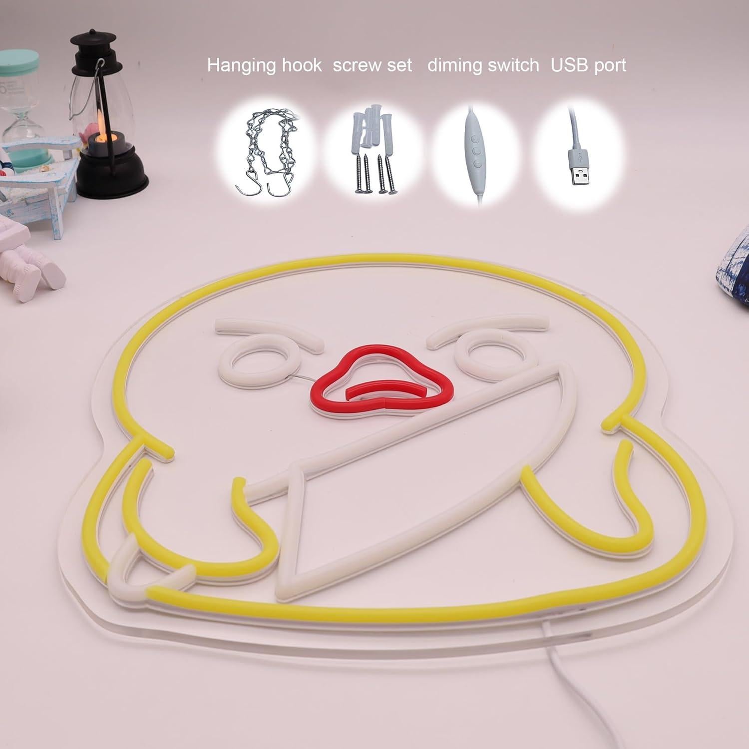 Lámpara de Neón LED Pato Asesino Amarillo 37.4x34.5cm