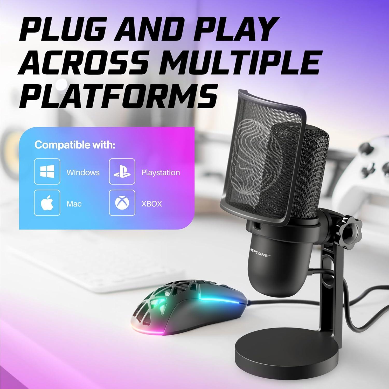 Micrófono de Juego Neptune NSGM | Streaming y Podcasting USB
