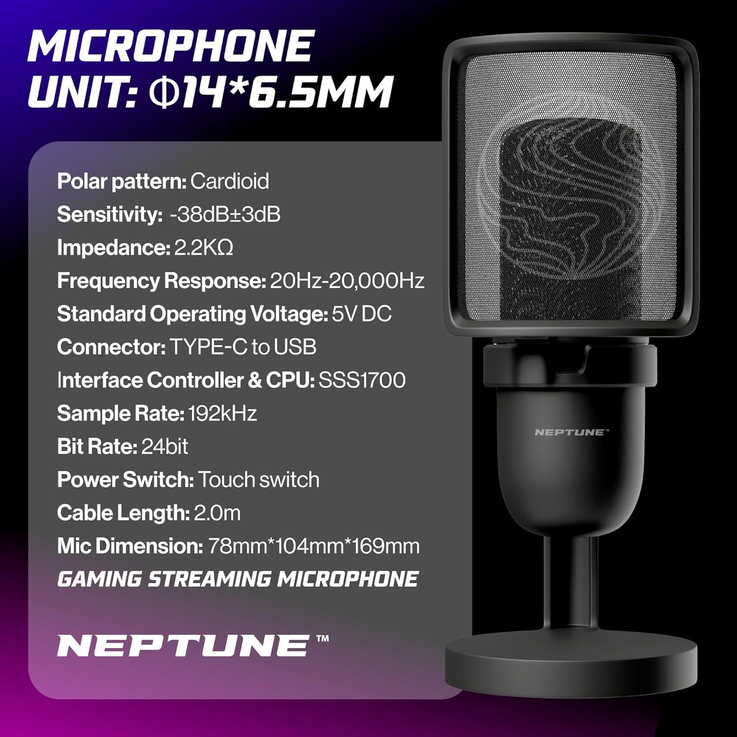Micrófono de Juego Neptune NSGM | Streaming y Podcasting USB