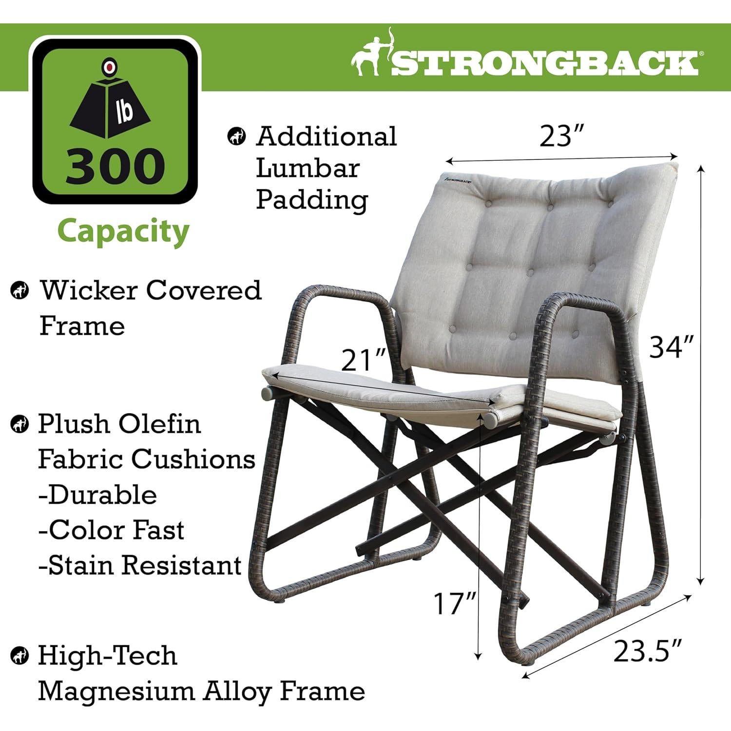 Silla Plegable STRONGBACK Beige - Ergonómica y Ligera 136 kg