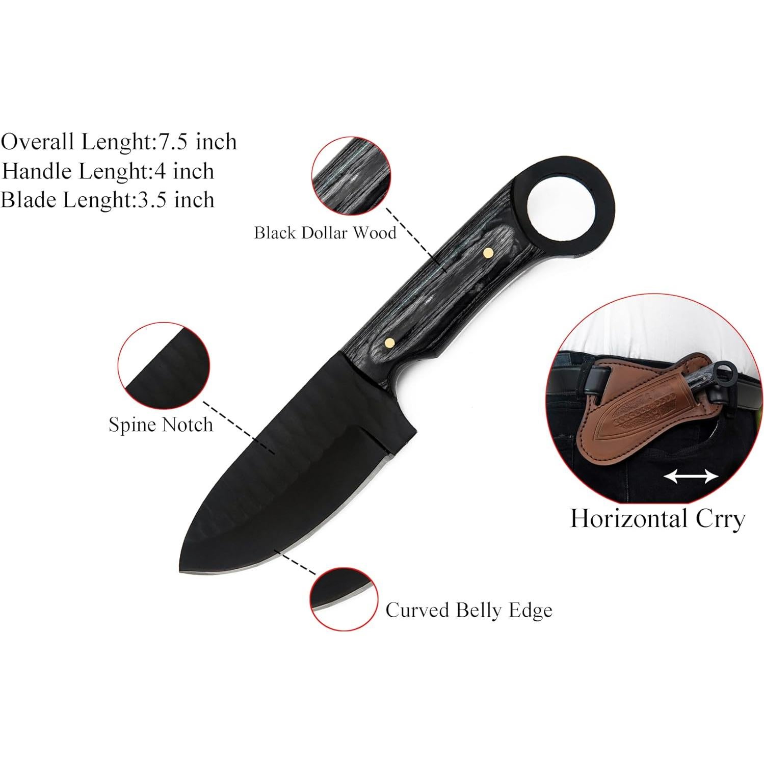 Cuchillo EDC ALZAFASH 19.05 cm Acero Alto Carbono con Funda