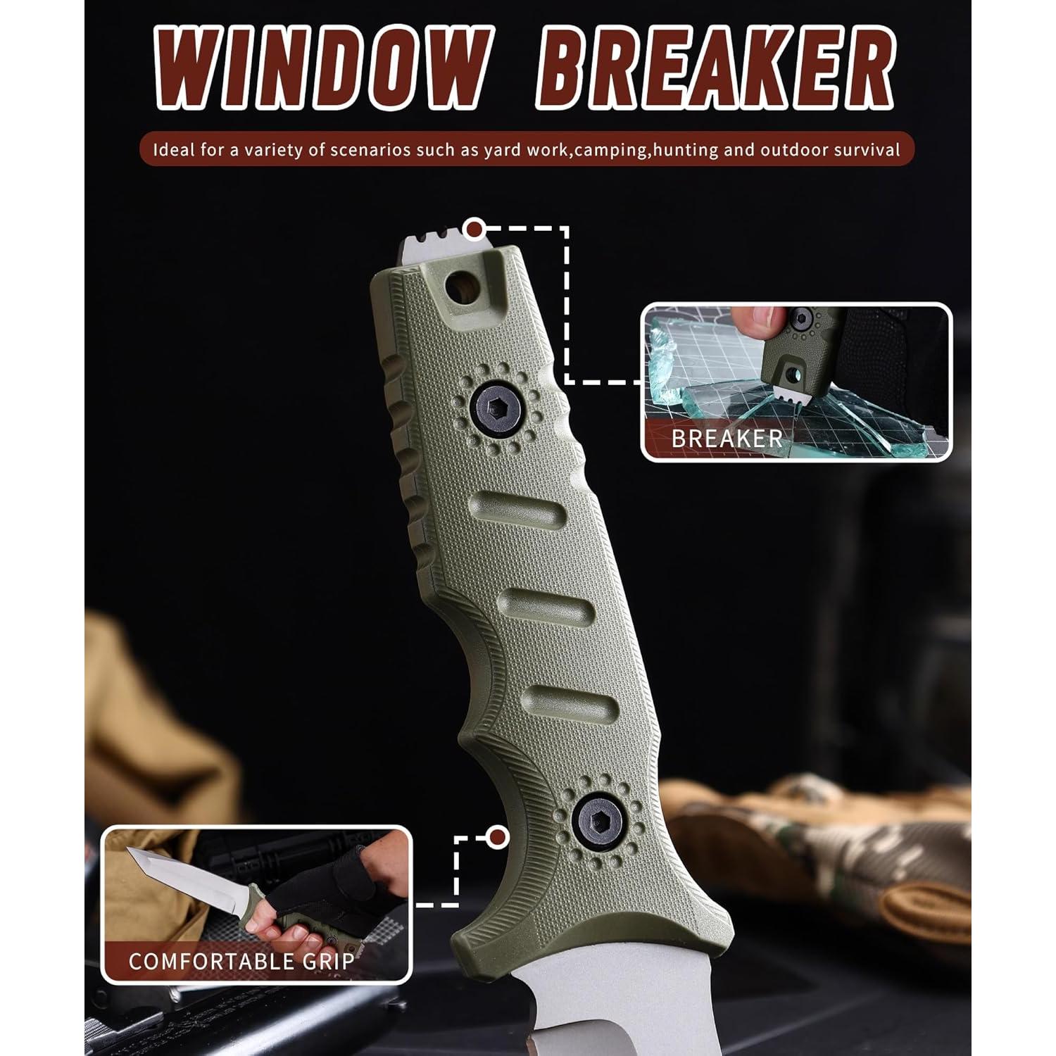 Cuchillo Táctico Fijo Cloongkf 14.48 cm Acero Inoxidable Verde