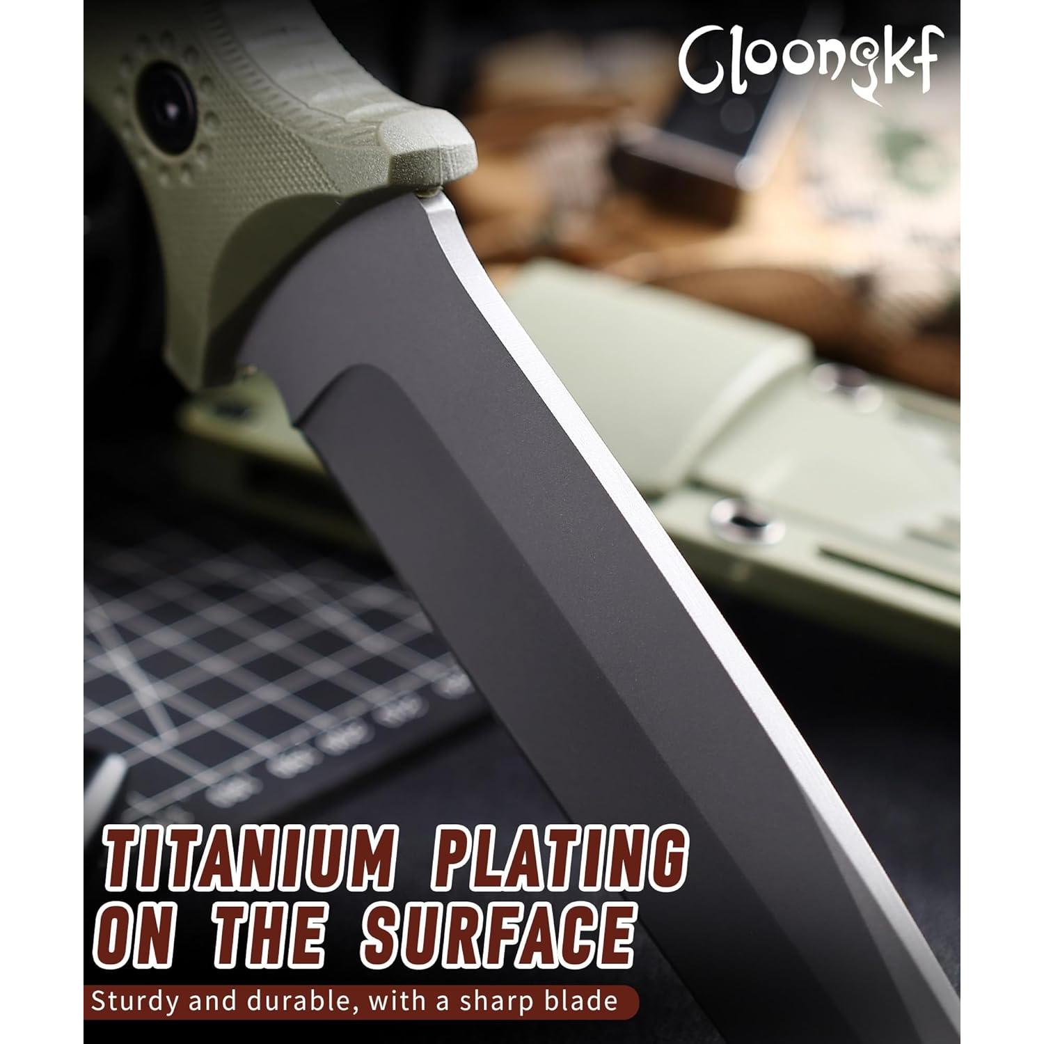 Cuchillo Táctico Fijo Cloongkf 14.48 cm Acero Inoxidable Verde