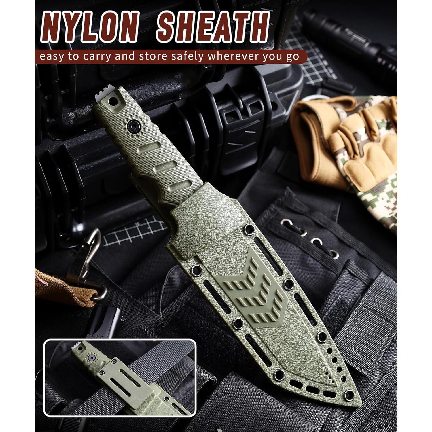 Cuchillo Táctico Fijo Cloongkf 14.48 cm Acero Inoxidable Verde