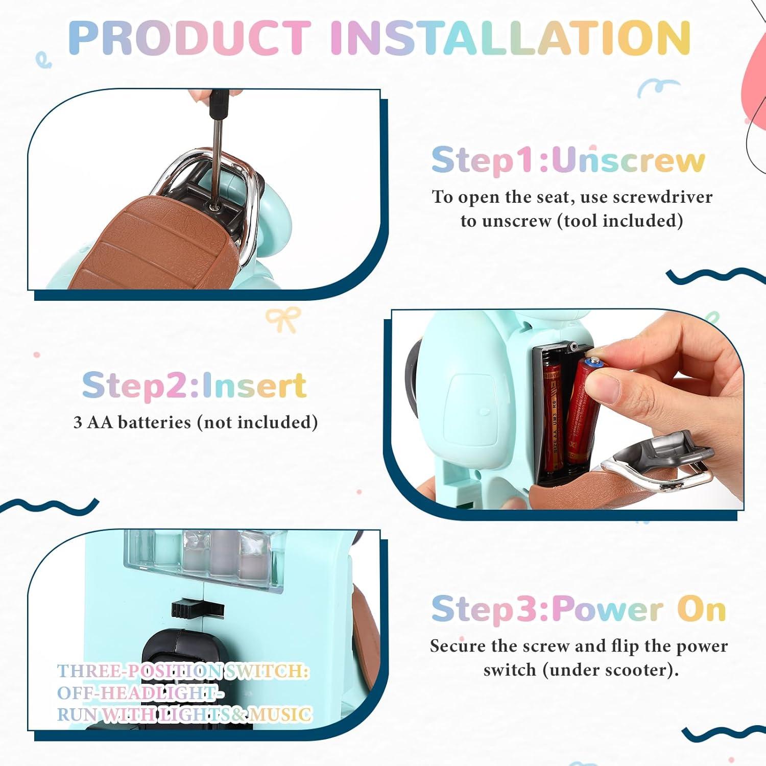 Mini Scooter Eléctrico para Muñecas Simgoing Azul 19x12.5cm