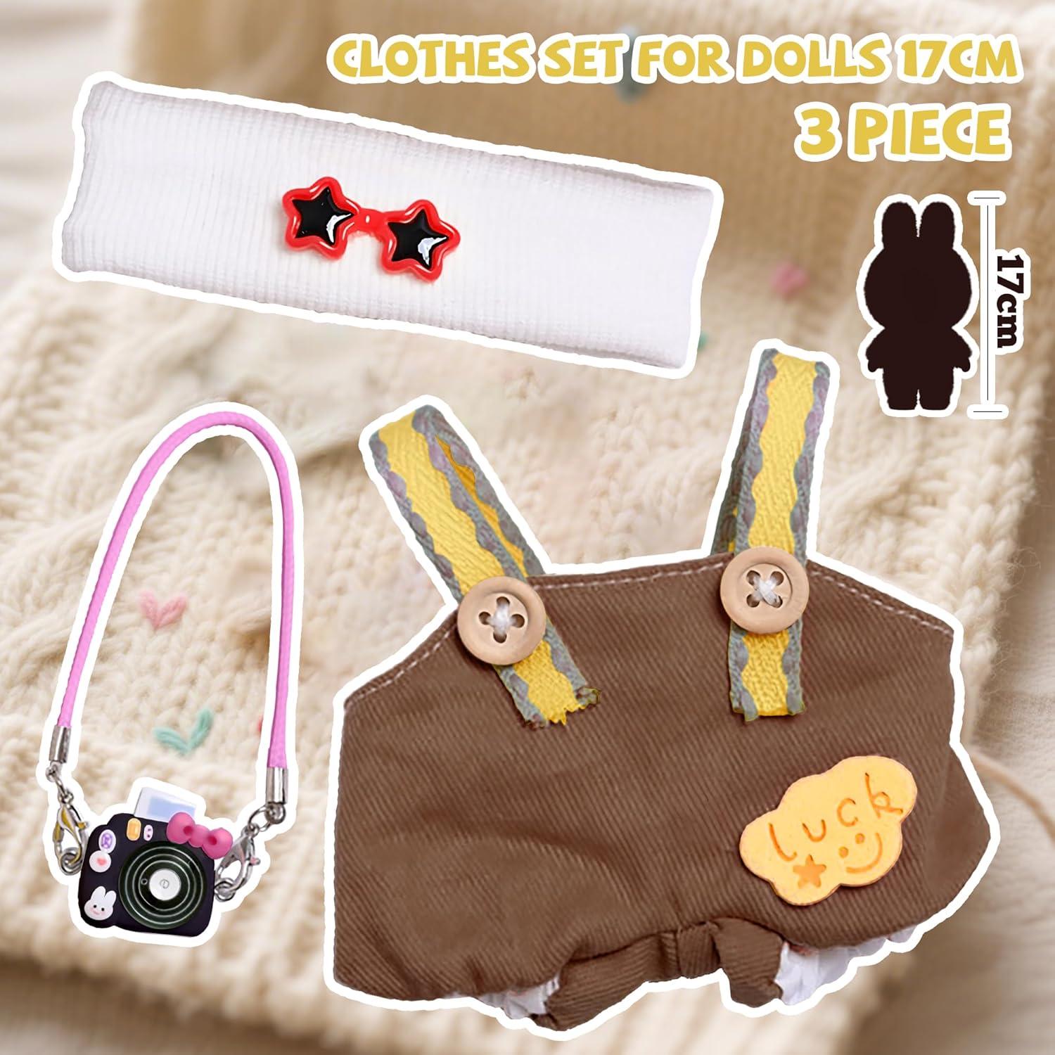 Conjunto de Ropa para Muñecas de 17cm - Marrón - 3 Piezas