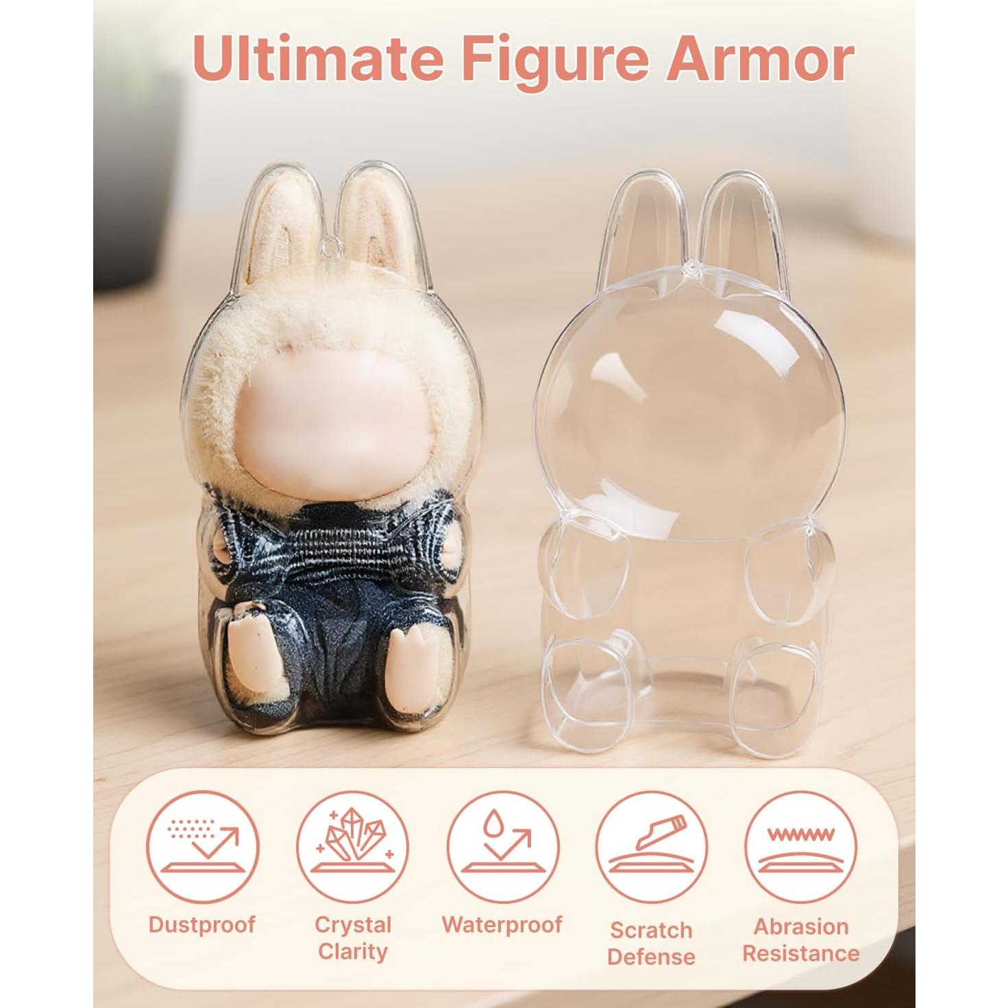 Funda Protectora Acrílica Labubu 2Pcs para Figuras 17cm