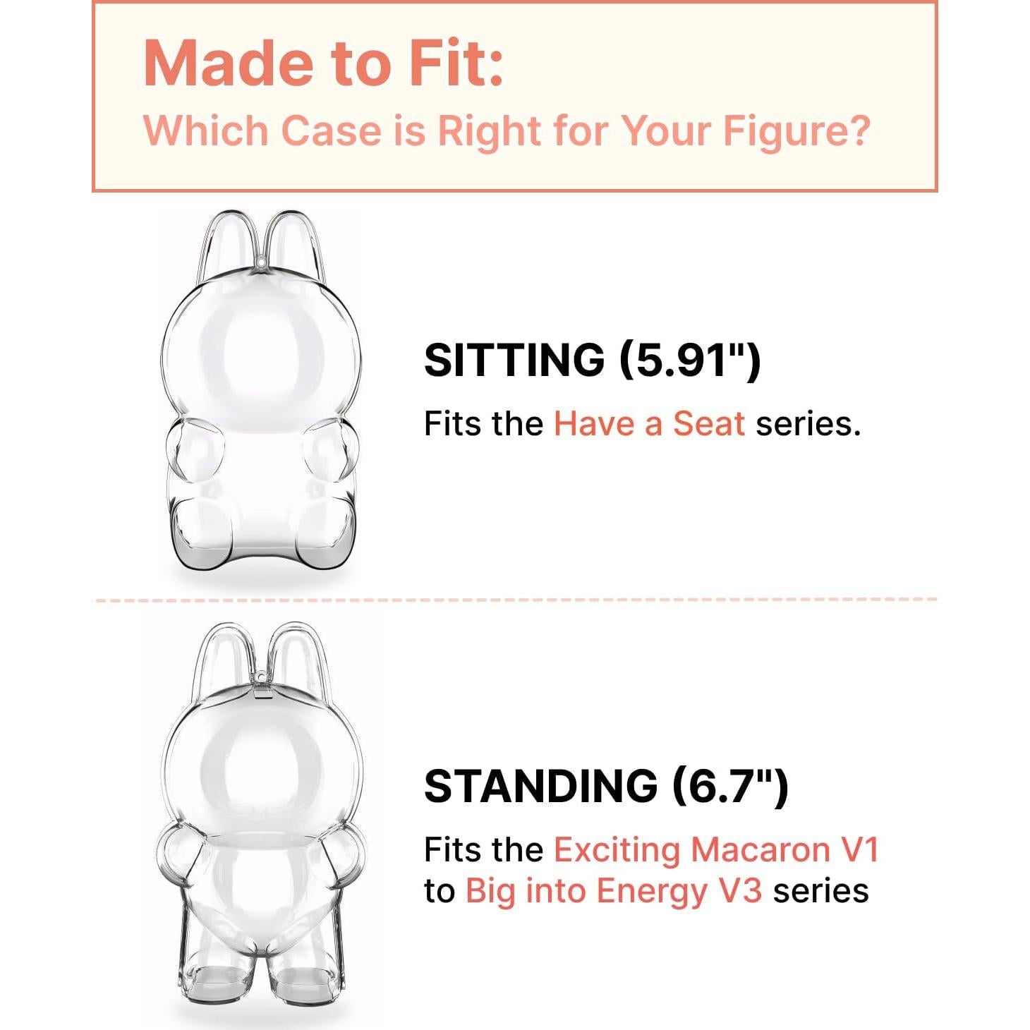 Funda Protectora Acrílica Labubu 2Pcs para Figuras 17cm