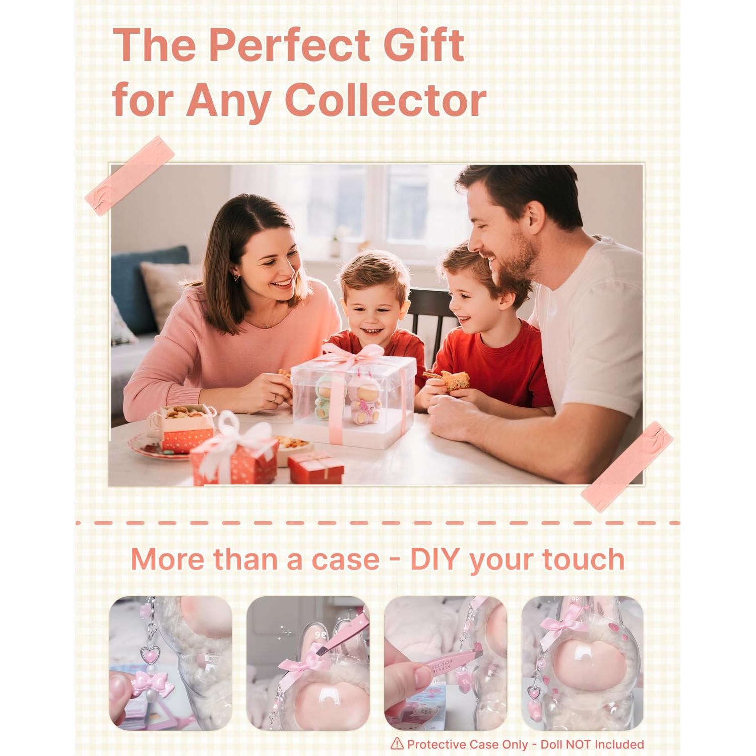 Funda Protectora Acrílica Labubu 2Pcs para Figuras 17cm