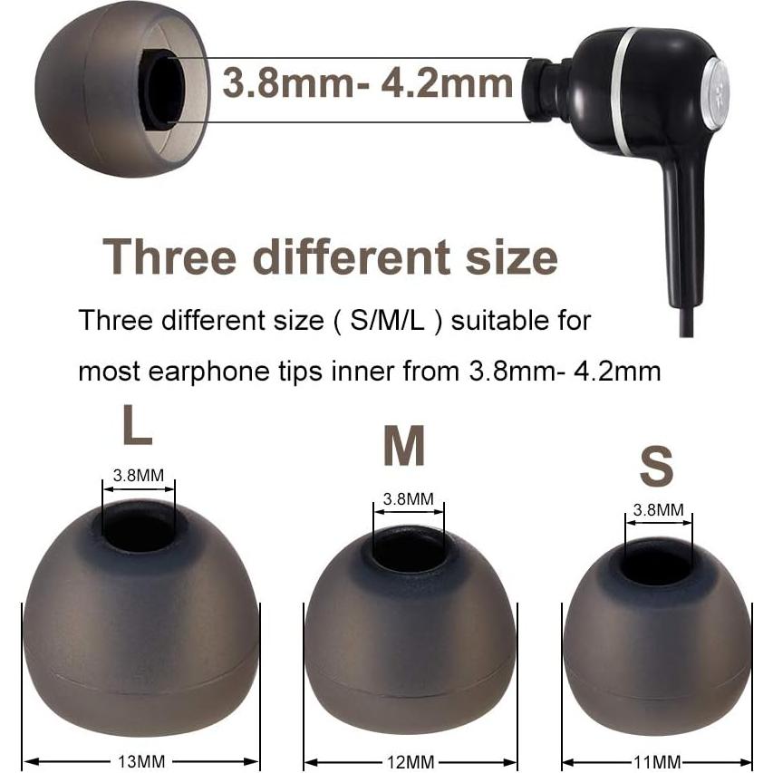 Consejos de Auriculares de Silicona Suave 9 Pares S/M/L Negro