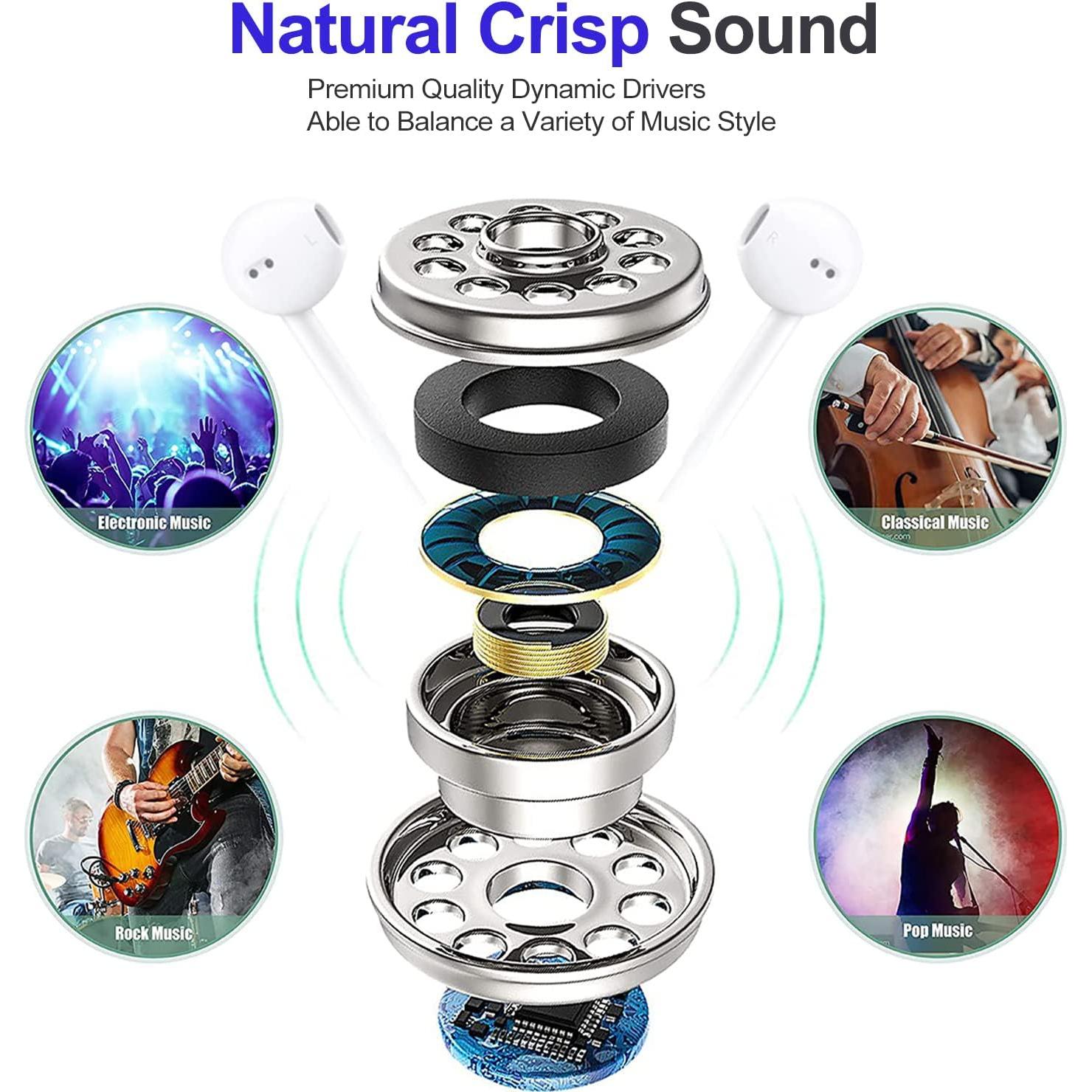 Auriculares con cable Cianyyee EP-G5, 6 pares, graves potentes