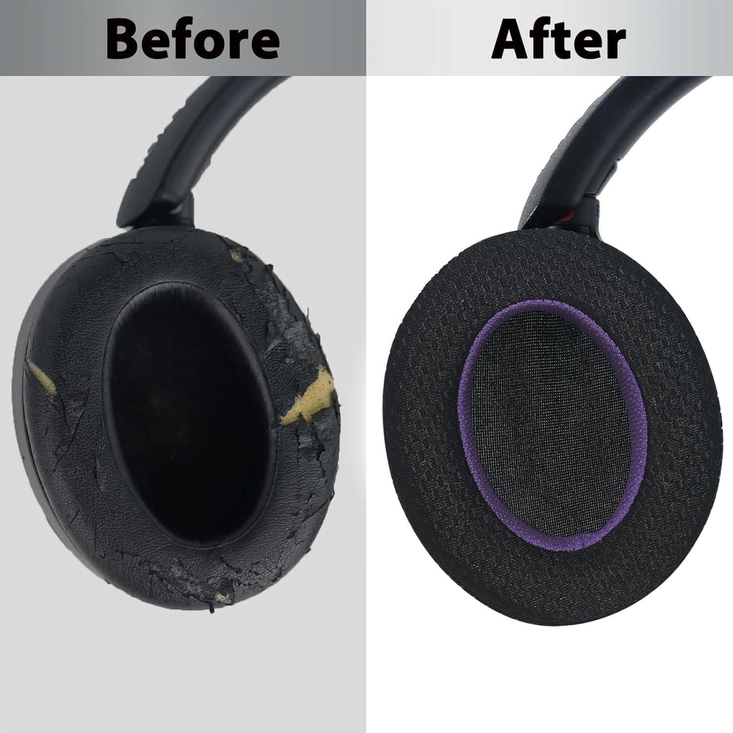 Almohadillas de Repuesto Sony WH-XB910N Tela Mejorada Negra y Púrpura