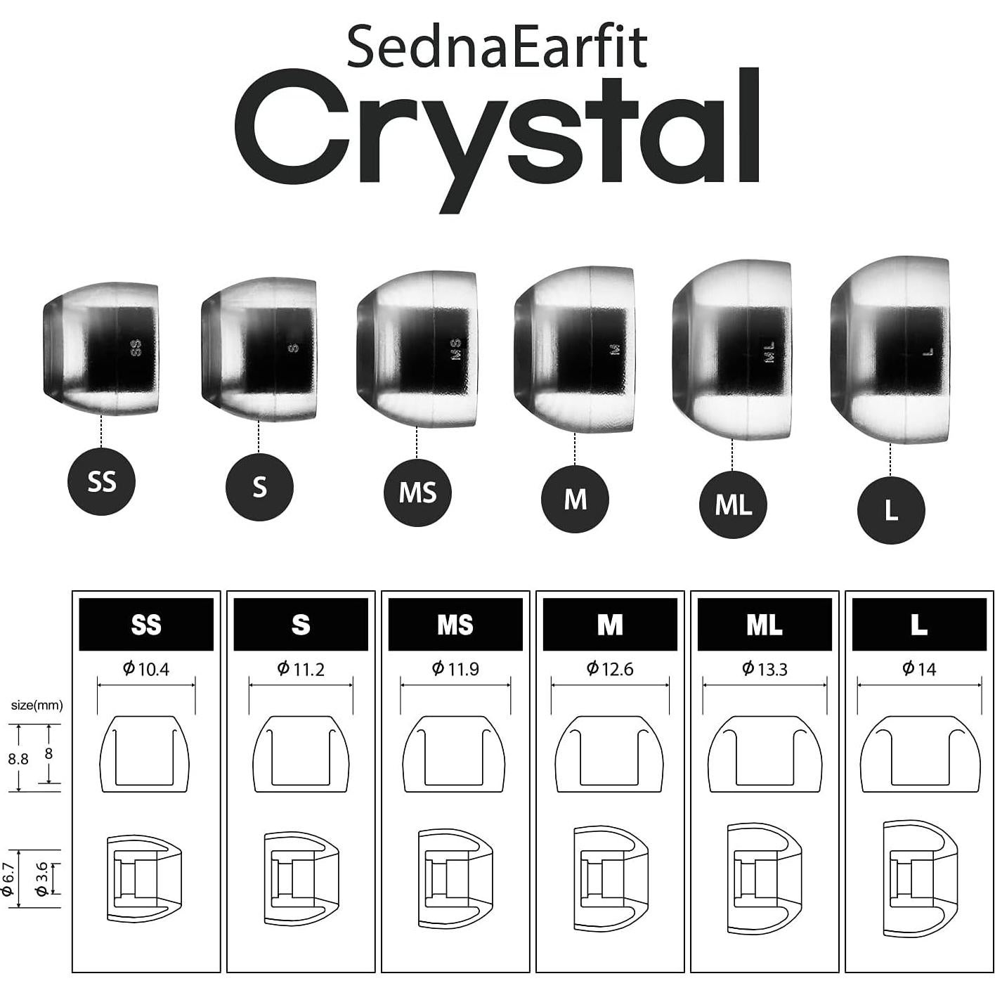 Puntas de Auriculares AZLA SednaEarfit Crystal Standard - Compatibles con Shure, Sony, Beats, Sennheiser